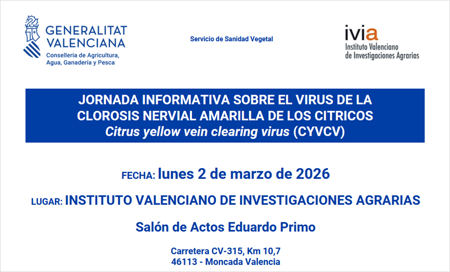  JORNADA INFORMATIVA SOBRE EL VIRUS DE LA CLOROSIS NERVIAL AMARILLA DE LOS CITRICOS Citrus yellow vein clearing virus (CYVCV)